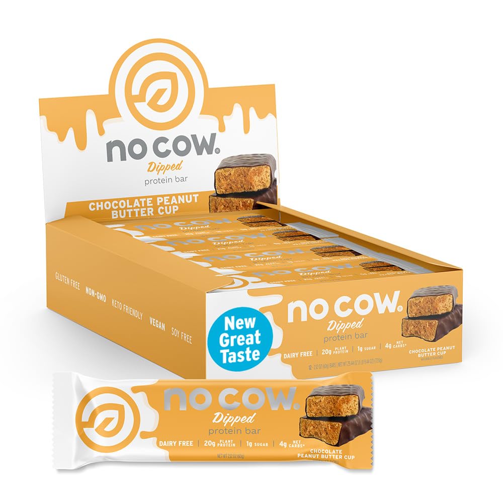 No Cow Cookies 'n Cream Vegan Protein Bars, 12 Pack | 20g High Plant-Based Protein, High Fiber, Low Sugar, Gluten-Free, Dairy-Free, Soy-Free, Keto-Friendly Snack Bars