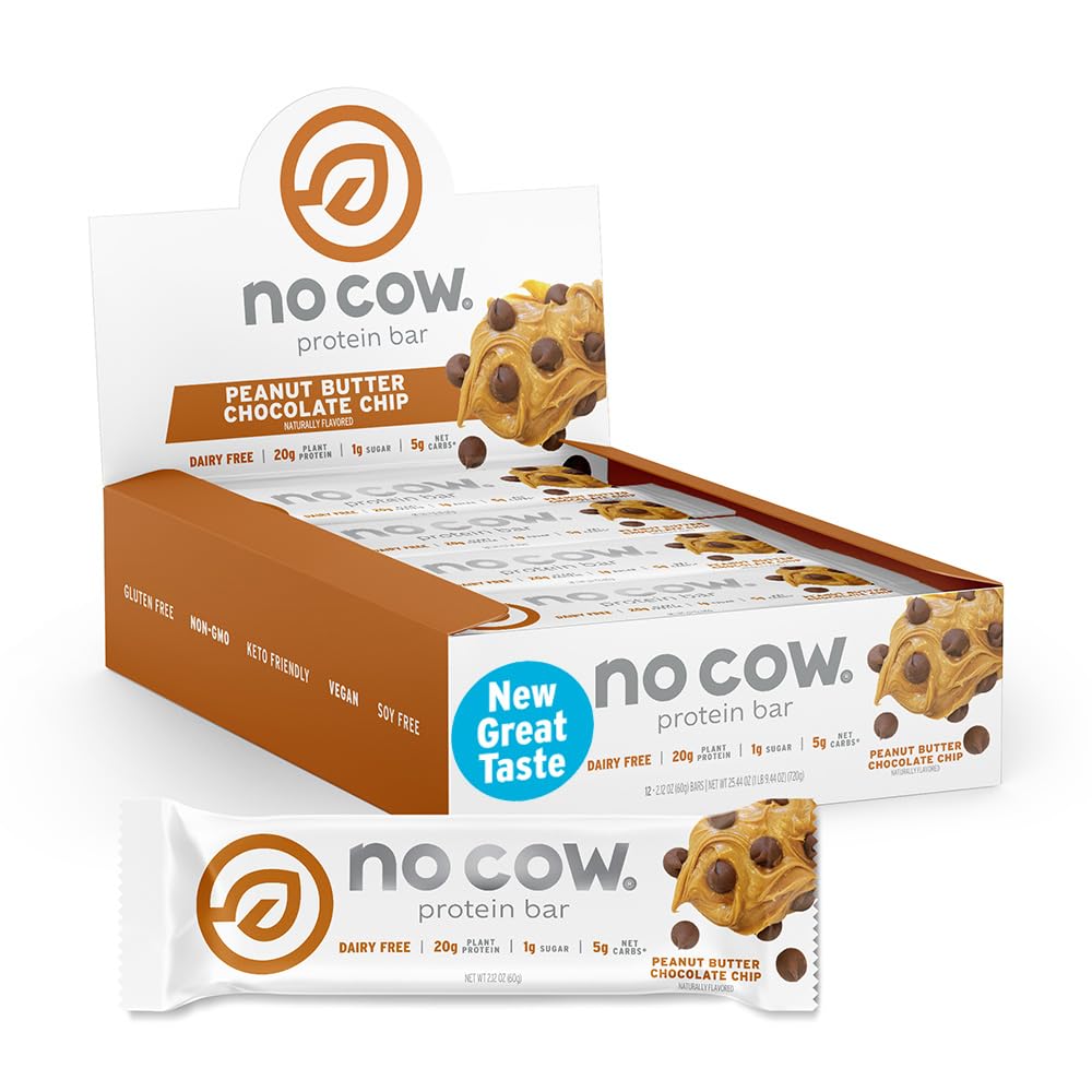 No Cow Cookies 'n Cream Vegan Protein Bars, 12 Pack | 20g High Plant-Based Protein, High Fiber, Low Sugar, Gluten-Free, Dairy-Free, Soy-Free, Keto-Friendly Snack Bars