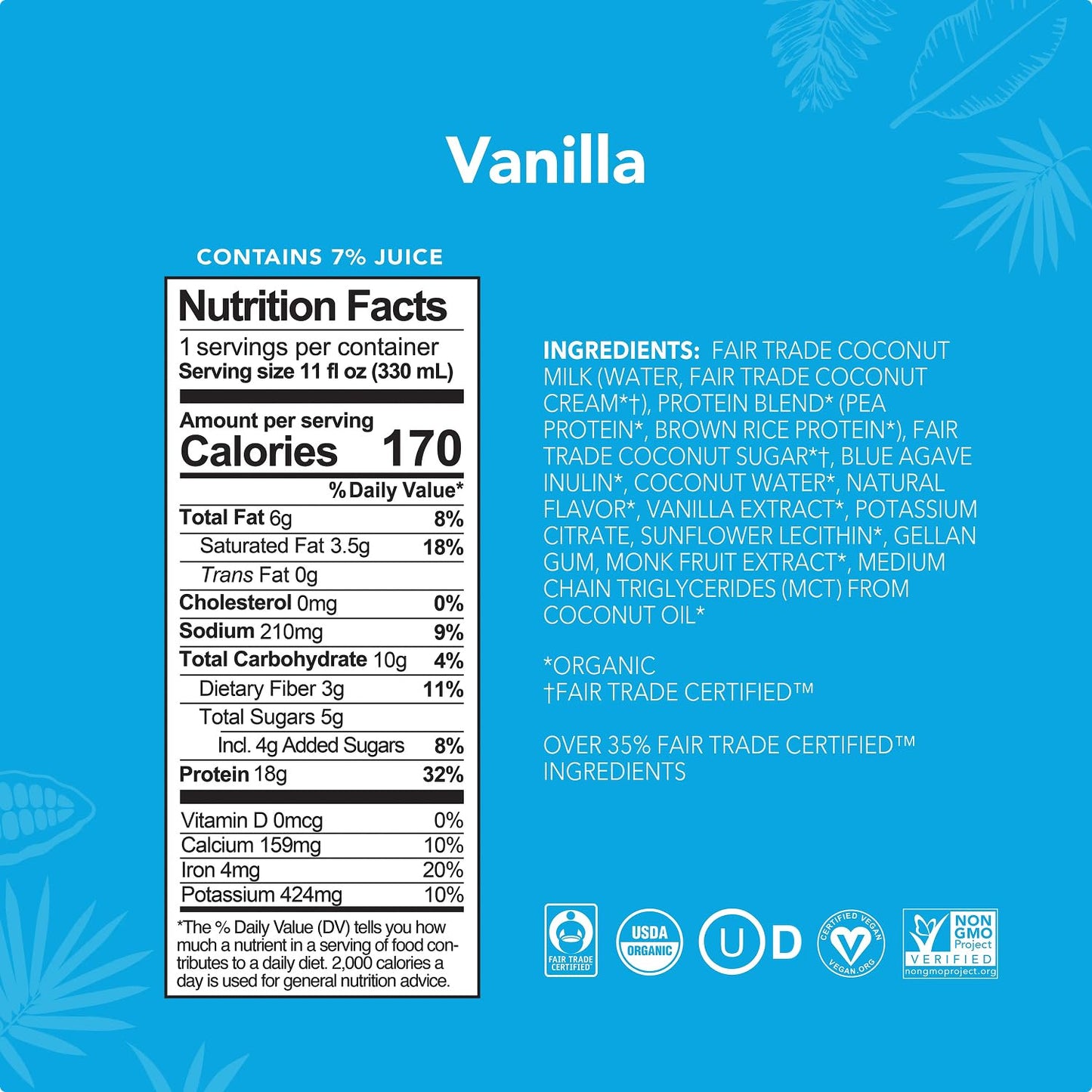 ALOHA Organic Plant-Based Protein Drink – Variety Pack | 18g Protein, 5g Sugar, 3g Fiber | Made with Creamy Coconut Milk, Fair Trade Certified, No Stevia | Vegan, Non-GMO, Gluten-Free, 11 fl oz (12 Pack)