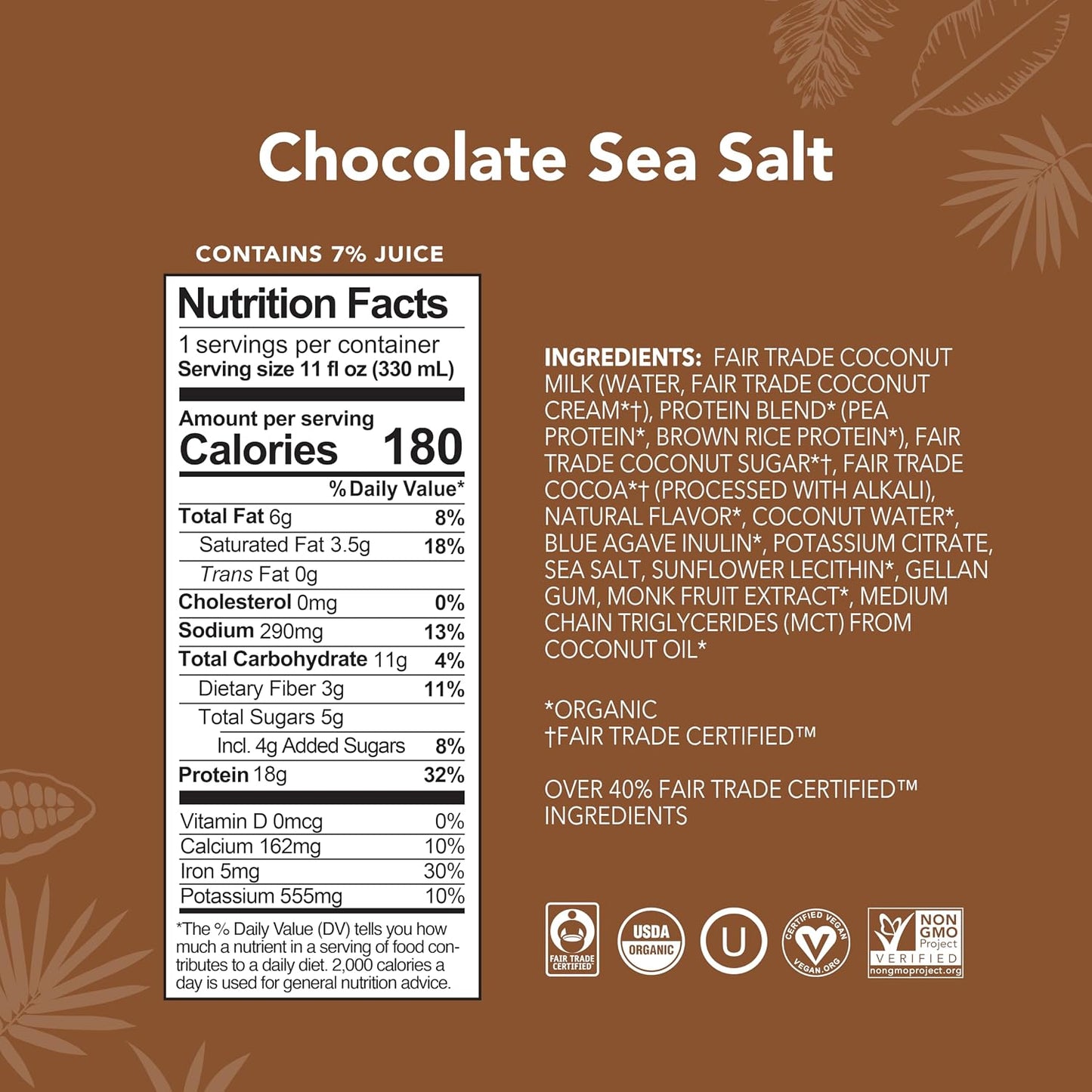 ALOHA Organic Plant-Based Protein Drink – Variety Pack | 18g Protein, 5g Sugar, 3g Fiber | Made with Creamy Coconut Milk, Fair Trade Certified, No Stevia | Vegan, Non-GMO, Gluten-Free, 11 fl oz (12 Pack)