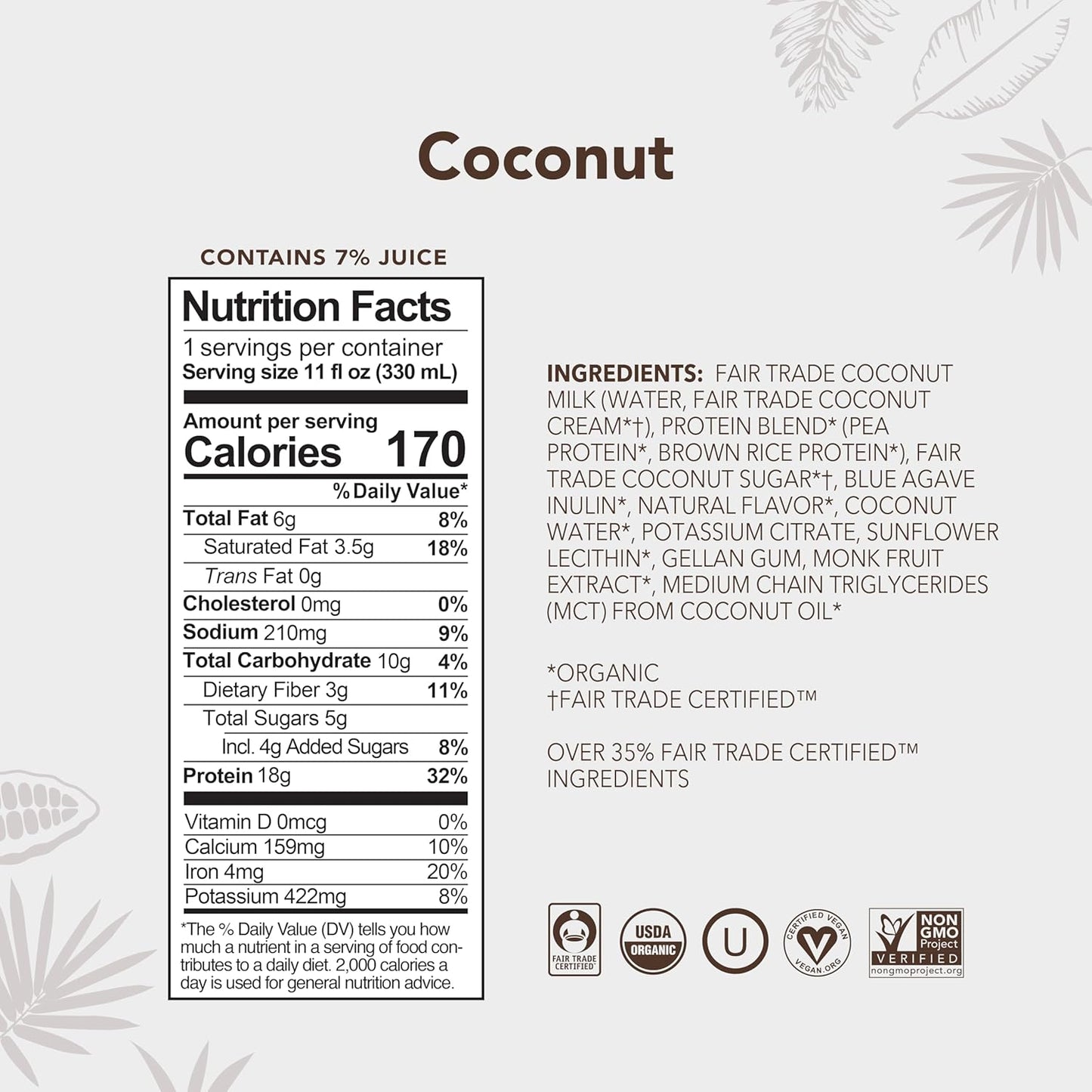 ALOHA Organic Plant-Based Protein Drink – Variety Pack | 18g Protein, 5g Sugar, 3g Fiber | Made with Creamy Coconut Milk, Fair Trade Certified, No Stevia | Vegan, Non-GMO, Gluten-Free, 11 fl oz (12 Pack)